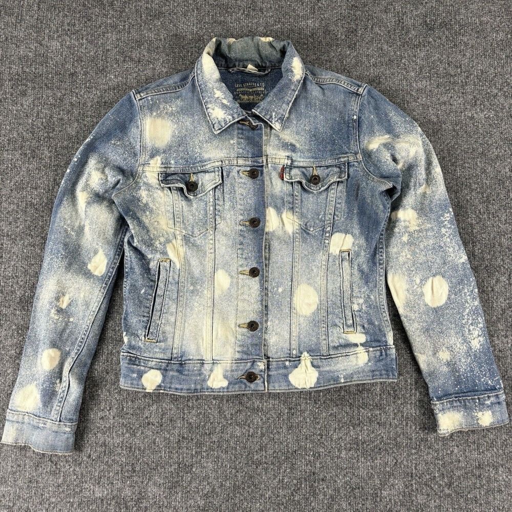 Levi's Trucker Jean Jacket Women's Size Small Bleached Distressed Holes